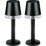 2er-Set Moderne Solar Tischleuchte Schwarz: Design Outdoor Lampe, kabellos & ...