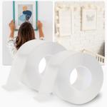 2er-Set Doppelseitiges Nano-Klebeband Transparent (5m x 30mm): Starke 110g/cm...