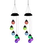 2er-Set Buntes LED Windspiel, solarbetrieb: Fröhliche Garten Dekoration für B...