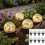 Stimmungsvolles 8er Set Solar Kugelleuchten Crackle Glas mit Erdspiess: Garte...