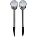 2er-Set Dekorative Solar-Gartenlampe mit Crackle-Effekt-Kugel & Erdspiess, bu...