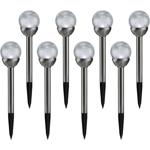 8er-Set Dekorative Solar-Gartenlampe mit Crackle-Effekt-Kugel & Erdspiess, bu...
