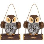 2er-Set LED Solar Gartenfigur Eule auf Schaukel: Sanftes Licht für Gartenwege...