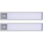 2er-Set Flache Akku LED-Lichtleiste, 20,5cm mit Bewegungssensor: Kabellos, he...