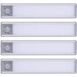 4er-Set Flache Akku LED-Lichtleiste, 20,5cm mit Bewegungssensor: Kabellos, he...