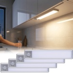 4er-Set Flache Akku LED-Lichtleiste, 20,5cm mit Bewegungssensor: Kabellos, he...