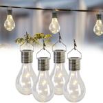 Solar-LED-Lampe in Glühbirnen-Form, 4er-Set, warmweiss, Ø 7,5 x H 15 cm, Deko...