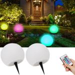 2er-Set Solar-LED-Leuchtkugel, Ø 30cm, RGBW mit Fernbedienung, 60 Lu, IP67. F...