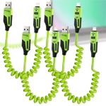 4er-Set 4in1 Spiralladekabel 65W, USB-C auf USB-C mit Adaptern für USB-A & Li...