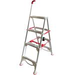 Robuste 4-stufige Teleskop-Doppeltrittleiter: Eine stabile Stehleiter klappba...