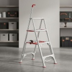 Robuste 4-stufige Teleskop-Doppeltrittleiter: Eine stabile Stehleiter klappba...
