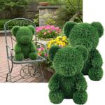 2er-Set Gras-Figur Deko Bär 32cm: Kunstgras-Tierfigur für Garten & Balkon –pf...