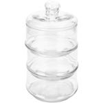 Elegante 3-stöckige Glasschale mit Deckel Ø12xH23cm: Perfekt für Kuchen, Pral...