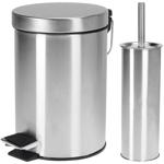 Modernes Edelstahl Bad Set: Toilettenbürste & Abfalleimer für stilvolle Hygie...