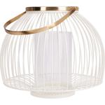 Grosses Windlicht aus Metall in Weiss-Gold 28 x 23cm- Elegante Laterne für ei...