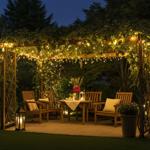 Helle Solar Lichterkette 560 warmweisse flexible LEDs & 40 Stunden Leuchtdaue...