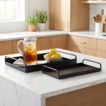 Serviertablett 2er-Set aus Metall - Modernes Design für Deko, Bar & Küche - Z...