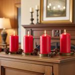Stilvolles Kerzen-Set, 4 Stück Stumpenkerzen – Lange Brenndauer ca. 65 Stunde...