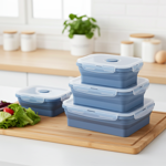 4er-Set Silikon-Frischhaltedosen - Zusammenklappbare & faltbare Lunchbox, Ben...
