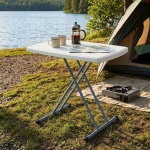 Camping Klapptisch, höhenverstellbar, weiss: Outdoor-Falttisch, stabil & leic...