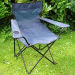 Camping Faltstuhl Blau klappbar: Mit Armlehne & Getränkehalter – Kompakt, rob...