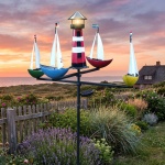 Schiffskarussell mit Solar-Beleuchtung - Maritimes Windspiel für Garten & Bal...