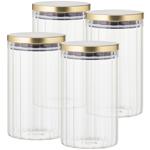 4er-Set Vorratsbehälter aus robustem Borosilikatglas mit Streifen-Effekt und ...