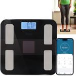Solar-Akku Körperfettwaage aus Glas, präzise Körperanalyse, 180 kg, App & Blu...