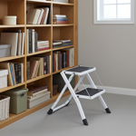 Stabiler Klapptritt mit 2 Stufen, 150 kg – Stahl rutschfester Trittschemel mi...