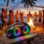 Tragbarer Bluetooth-Lautsprecher mit coolem Lichteffekten - Kompakt, transpor...