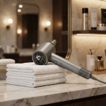 Hochleistungs Haartrockner 1400W, dunkelgrau, Föhn mit LED-Anzeige, für schne...