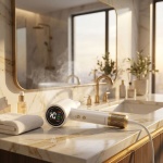 Hochleistungs Haartrockner 1400W, weiss, mit LED-Anzeige für schnelles Trockn...