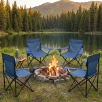 4er-Set Camping Faltstuhl Blau klappbar: Mit Armlehne & Getränkehalter – Komp...