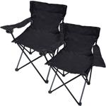 2er-Set Camping Faltstuhl Schwarz klappbar: Mit Armlehne & Getränkehalter – K...