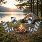 4er-Set Campingstuhl blau/weiss - klappbar, robust & platzsparend für Camping...