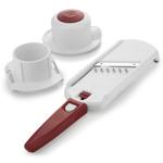 Profi Gemüse-Hobel, weiss-rot: Julienne Gemüseschneider für perfekte Gemüsest...