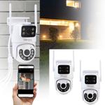2er-Set Zuverlässige Dual Lens IP Outdoor-Überwachungskamera, 355° schwenkbar...