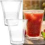 2er-Set Doppelwandgläser mit Riffelung 220ml – Thermogläser für Kaffee & Tee,...