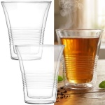 2er-Set Doppelwandgläser mit Riffelung 330ml – Thermogläser für Kaffee & Tee,...