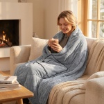 Heizdecke 135x180 cm aus Polarfleece mit Druckknöpfen, elektrische Wärmedecke...