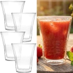 4er-Set Doppelwandgläser mit Riffelung 220ml – Thermogläser für Kaffee & Tee,...