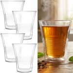 4er-Set Doppelwandgläser mit Riffelung 330ml – Thermogläser für Kaffee & Tee,...