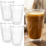 4er-Set Doppelwandgläser mit Riffelung 300ml – Thermogläser für Kaffee & Tee,...