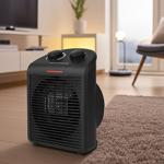 Heizlüfter mit Thermostat, schwarz - Mobiles Heizgerät mit 2 Heizstufen & Kal...