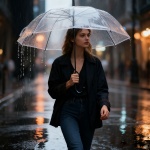 Transparenter Regenschirm mit Automatik, 85 cm Durchmesser, klarer Glockensch...