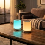 2er-Set Akku Tischlampe mit Touch-Steuerung, 6 bunten Lichtfarben und Warmwei...