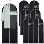 6er-Set Kleiderschutzhüllen Schwarz mit Reissverschluss und Sichtfenster Klei...