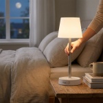 Edle LED Tischleuchte dimmbar & aufladbar: Akku Nachttischlampe modern, Höhe ...