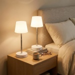 2er-Set Edle LED Tischleuchte dimmbar & aufladbar: Akku Nachttischlampe moder...