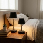 2er-Set Edle LED Tischleuchte dimmbar & aufladbar: Akku Nachttischlampe moder...